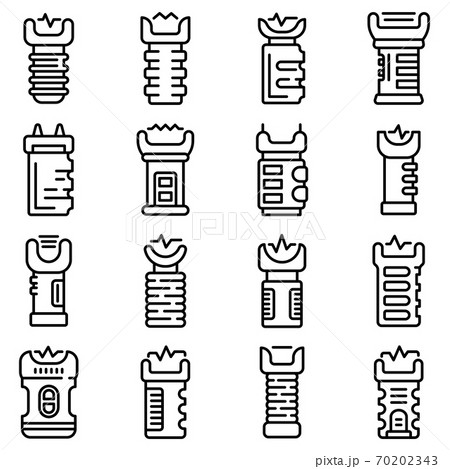 Taser icons set, outline style 70202343