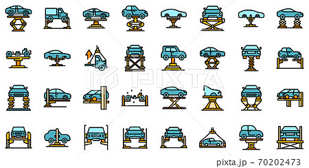 Car lift icons set vector flat 70202473