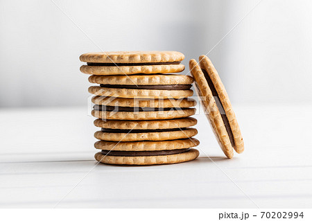 Sandwich cookies. Sweet biscuits with cream. Sandwich cookies. Sweet biscuits with cream. 70202994