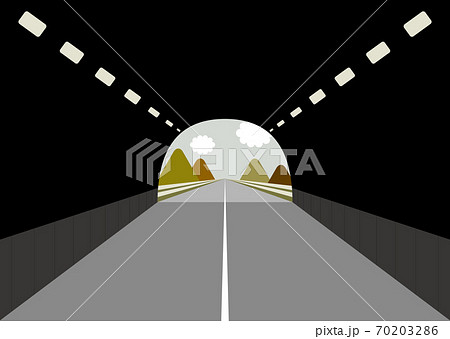 トンネルと景色のイラストのイラスト素材