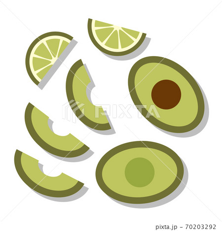 アボカドスライス ライム イラストのイラスト素材
