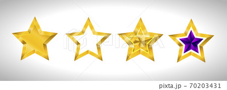 Set Different types and forms of gold color stars. Illustration Christmas New Year 70203431