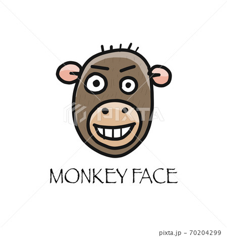 Funny monkey face. Sketch for your design. Childish style 70204299