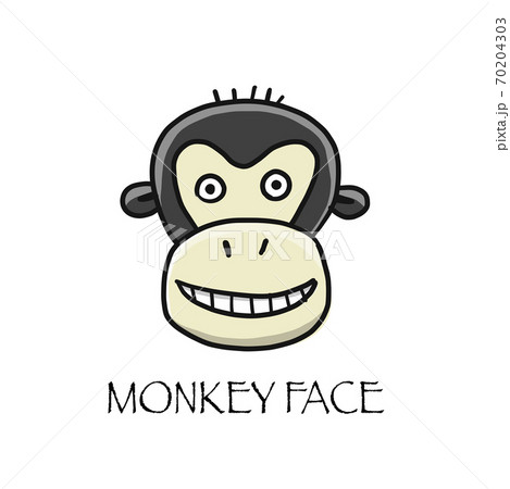 Funny monkey face. Sketch for your design. Childish style 70204303