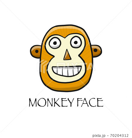 Funny monkey face. Sketch for your design. Childish style 70204312