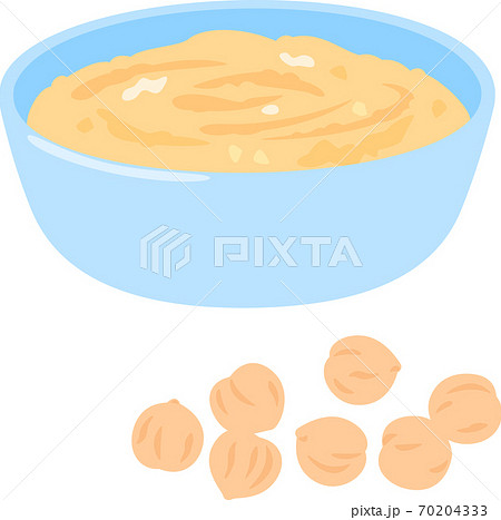 ひよこ豆とフムスのイラスト素材