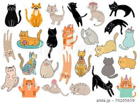 Funny Cats Big Bundle Cartoon Cat Characters のイラスト素材