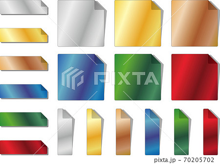 金銀銅のメタリックカラー付箋イラストセット02のイラスト素材