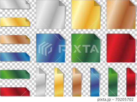 金銀銅のメタリックカラー付箋イラストセット02のイラスト素材
