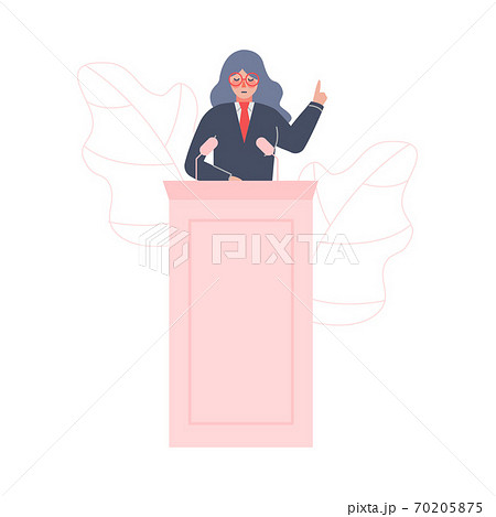 Female Politician Standing Behind Rostrum のイラスト素材