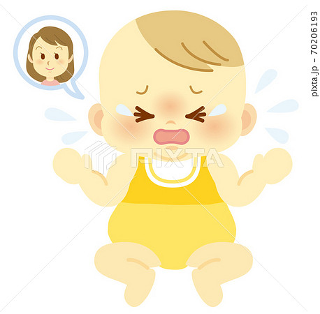 ベビー服を着たママに会いたい泣き顔の赤ちゃん ベビー全身イラスト74のイラスト素材
