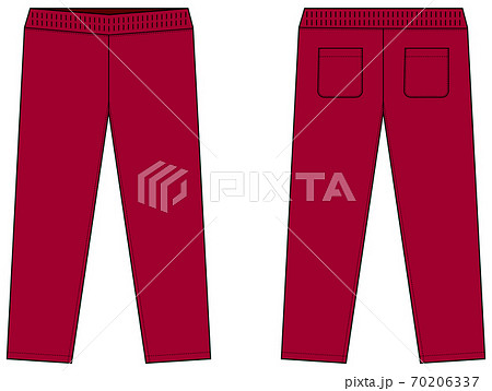 長ズボンジャージ スポーツウェア トレーニングパンツ テンプレートイラスト 赤のイラスト素材
