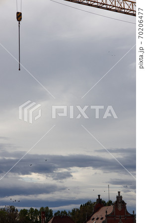 lifting crane at the construction site of bus station. October 6, Opole, Poland 70206477