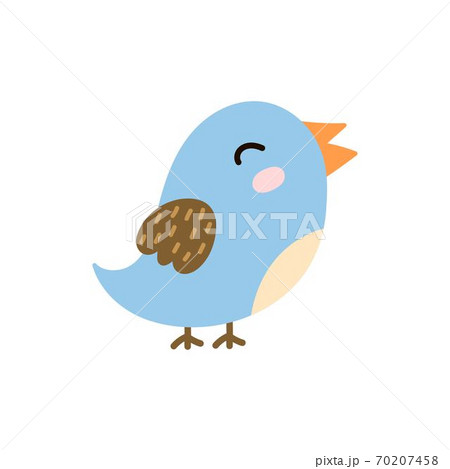 Cute singing blue bird. Funny character isolated element Cute singing blue bird. Funny character isolated element 70207458