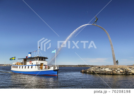 Boat and sculpture, Stockholm 70208198