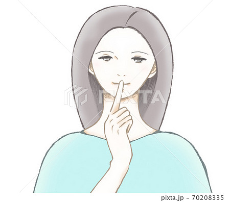 唇に人差し指をあてる女性 秘密のポーズのイラスト素材 7035