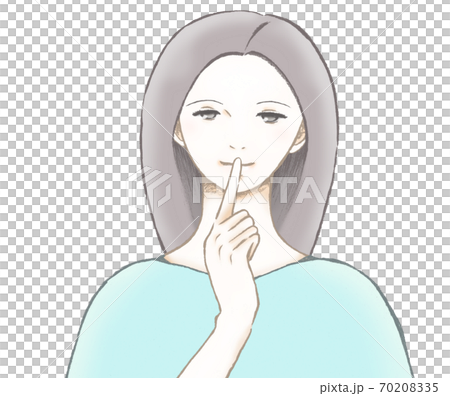 唇に人差し指をあてる女性 秘密のポーズ 唇に人差し指をあてる女性 秘密のポーズ 70208335
