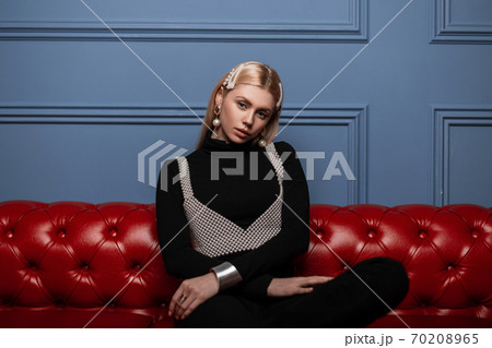 European young woman fashion model in black European young woman fashion model in black 70208965