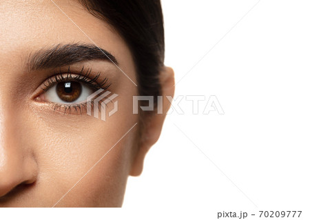 Portrait of beautiful jewish woman isolated on white studio background. Beauty, fashion, skincare, cosmetics concept. Portrait of beautiful jewish woman isolated on white studio background. Beauty, fashion, skincare, cosmetics concept. 70209777