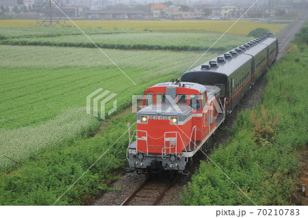 一面のそば畑の中始発駅に回送されるSLもおか号(DE10-1535号機)_2020/9/26撮影 70210783
