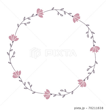 手書きイラストのフラワーリースのイラスト素材