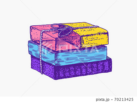 Bubble Bath soap. Organic cosmetic, natural lather. Drawn a monochrome engraved sketch for spa label Bubble Bath soap. Organic cosmetic, natural lather. Drawn a monochrome engraved sketch for spa label 70213425