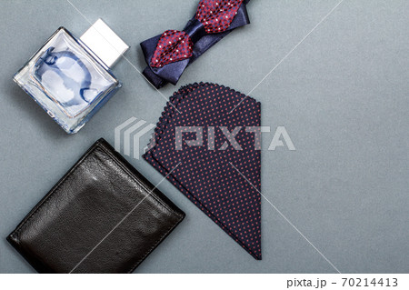 Set of men clothes and accessories in business style. Luxury man attributes 70214413