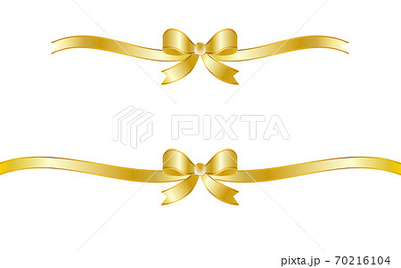 金色のグラデーションのかかったゴージャスなリボン飾りのフレームのイラスト素材