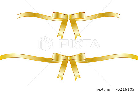 金色のグラデーションのかかったゴージャスなリボン飾りのフレームのイラスト素材