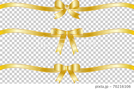 金色のグラデーションのかかったゴージャスなリボン飾りのフレームのイラスト素材