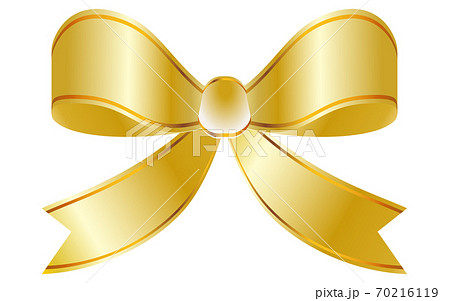 金色のグラデーションのかかったゴージャスなリボン飾りのイラスト素材