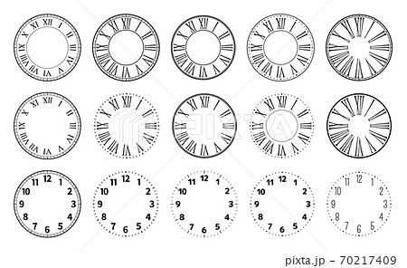 時計の文字盤のシルエット素材 アンティーク イラスト 中心なしのイラスト素材