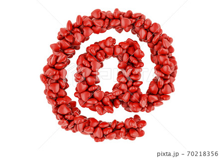 Valentine's Day eCards concept. E-mail sign from red hearts. 3D rendering 70218356