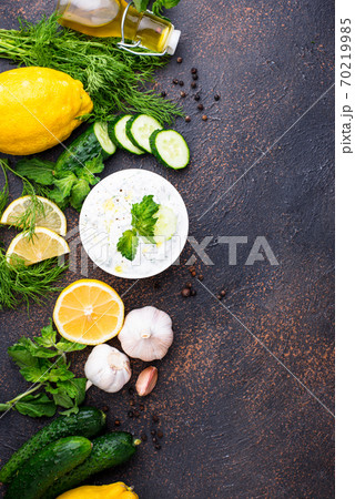 Traditional Greek sauce or appetizer tzatziki Traditional Greek sauce or appetizer tzatziki 70219985