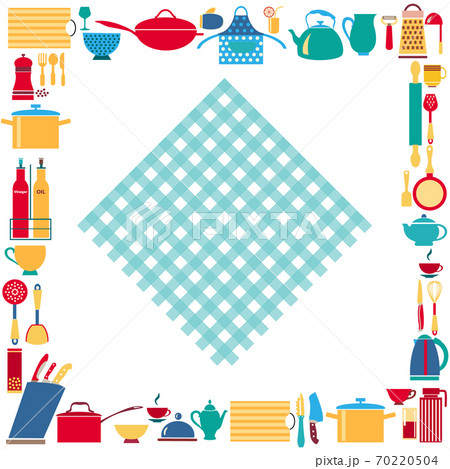 Set kitchenware and restaurant utensil background. 70220504