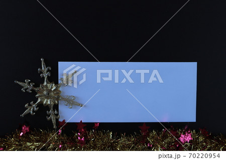christmas decoration and on black background with empty copy space for your text, new year and christmas postcard or invitation 70220954