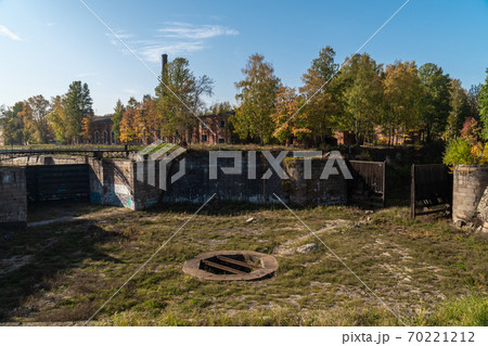 Russia. Kronshtadt. Picturesque autumn views of the historic Petrovsky dock in Kronstadt. Russia. Kronshtadt. Picturesque autumn views of the historic Petrovsky dock in Kronstadt. 70221212