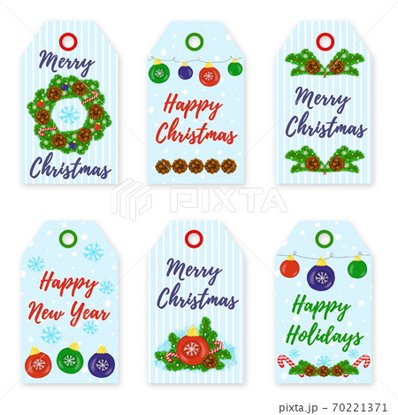 Set with Christmas and New Year gift tags 70221371
