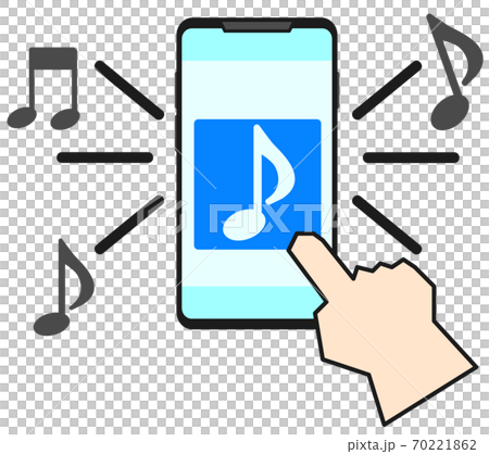 Illustration of playing music on a smartphone 70221862