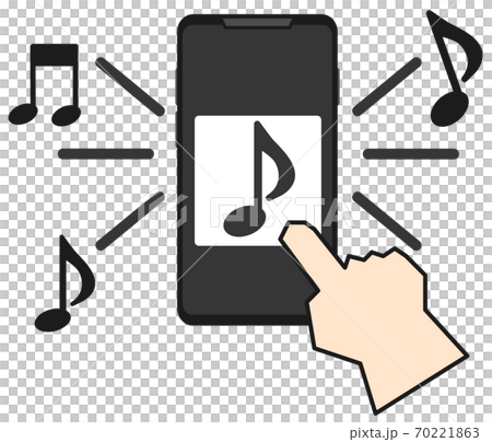 Illustration of playing music on a smartphone 70221863