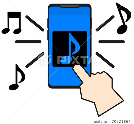 スマホで音楽再生するイラストのイラスト素材