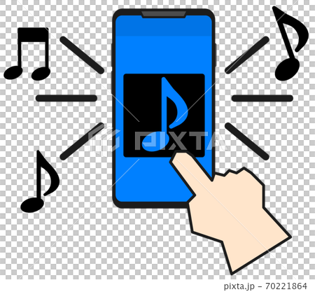 Illustration of playing music on a smartphone 70221864