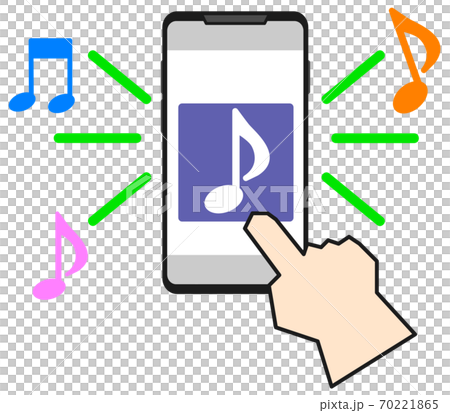 スマホで音楽再生するイラストのイラスト素材