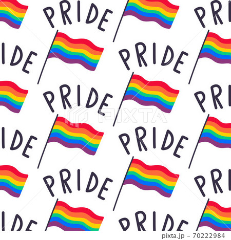 lgbtq rainbow flag seamless doodle pattern, vector color illustration 70222984