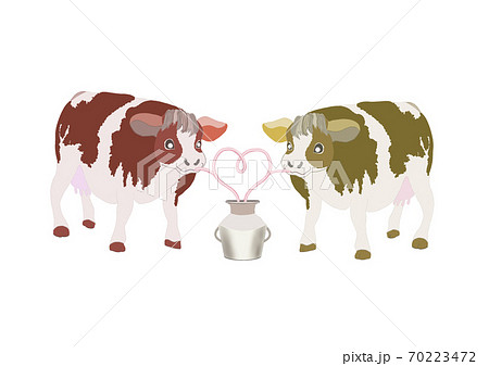 恋する牛が大好きな牛乳を飲むのイラスト素材 恋する牛が大好きな牛乳を飲むのイラスト素材