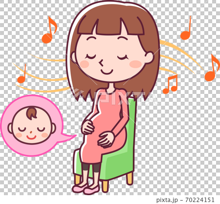 Pregnant women and babies listening to music 70224151