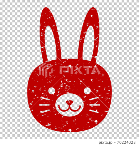 Stamp stamp rabbit rabbit rabbit animal face zodiac icon grunge red 70224328