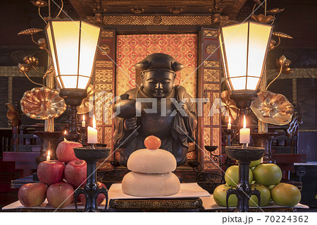 ⭕399 江戸時代末期 古備前 桃蹊堂印 珍しい俵立 大黒天 高22cm/七福神 東京・上野] 上野の寛永寺にある七福神の護国院に祀られる打ち出の小槌