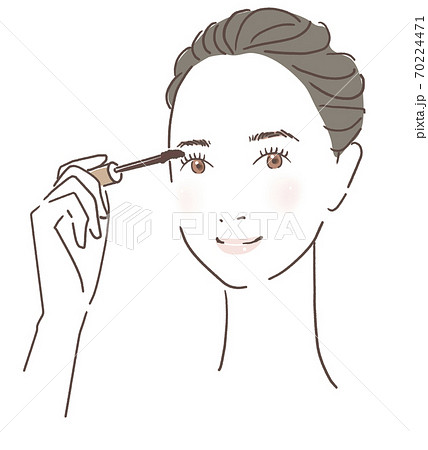 マスカラを塗る女性のイラスト素材