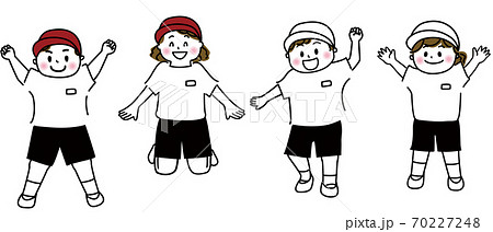 体操服で元気にジャンプする子供イラスト 70227248